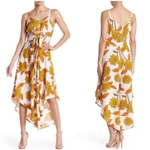 Ivy Street Wide Leg Sunflower Jumpsuit Medium Fall Leaves Boho Flowy Orange Crop